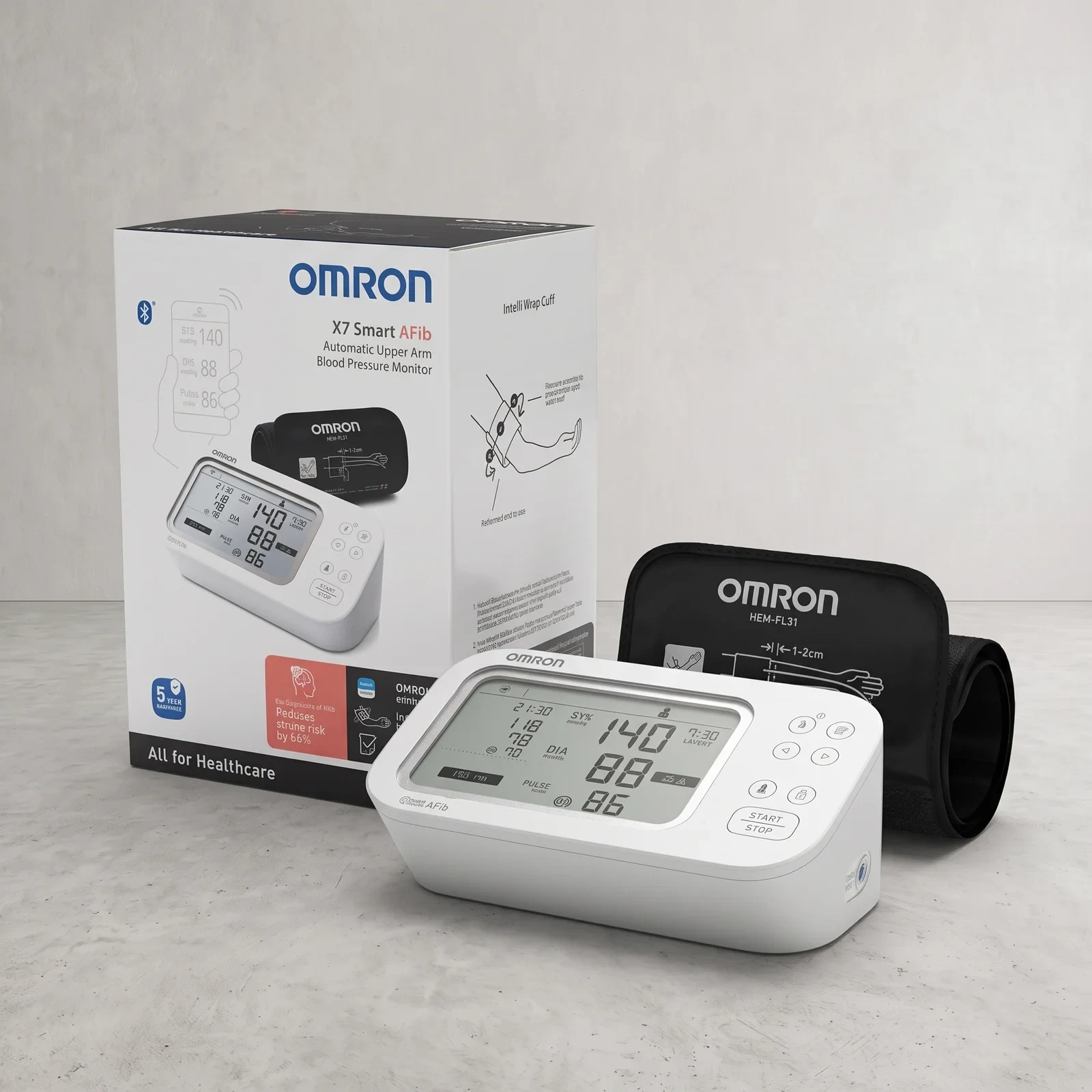 OMRON X7 Smart AFib Tensiómetro de brazo con detección de Fibrilación Auricular